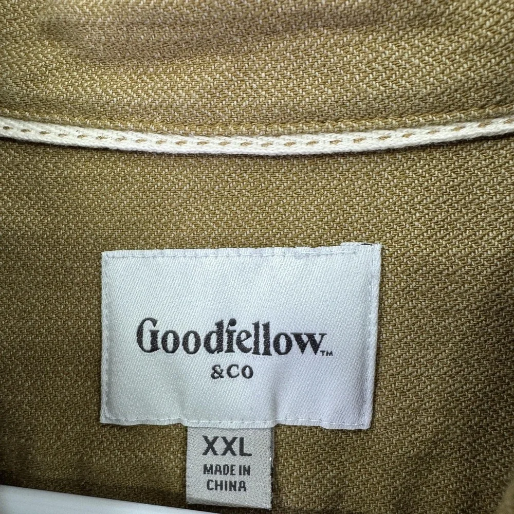Goodfellow & Co Shirt Mens 2XL Brown Long Sleeve Button Casual Pockets Work